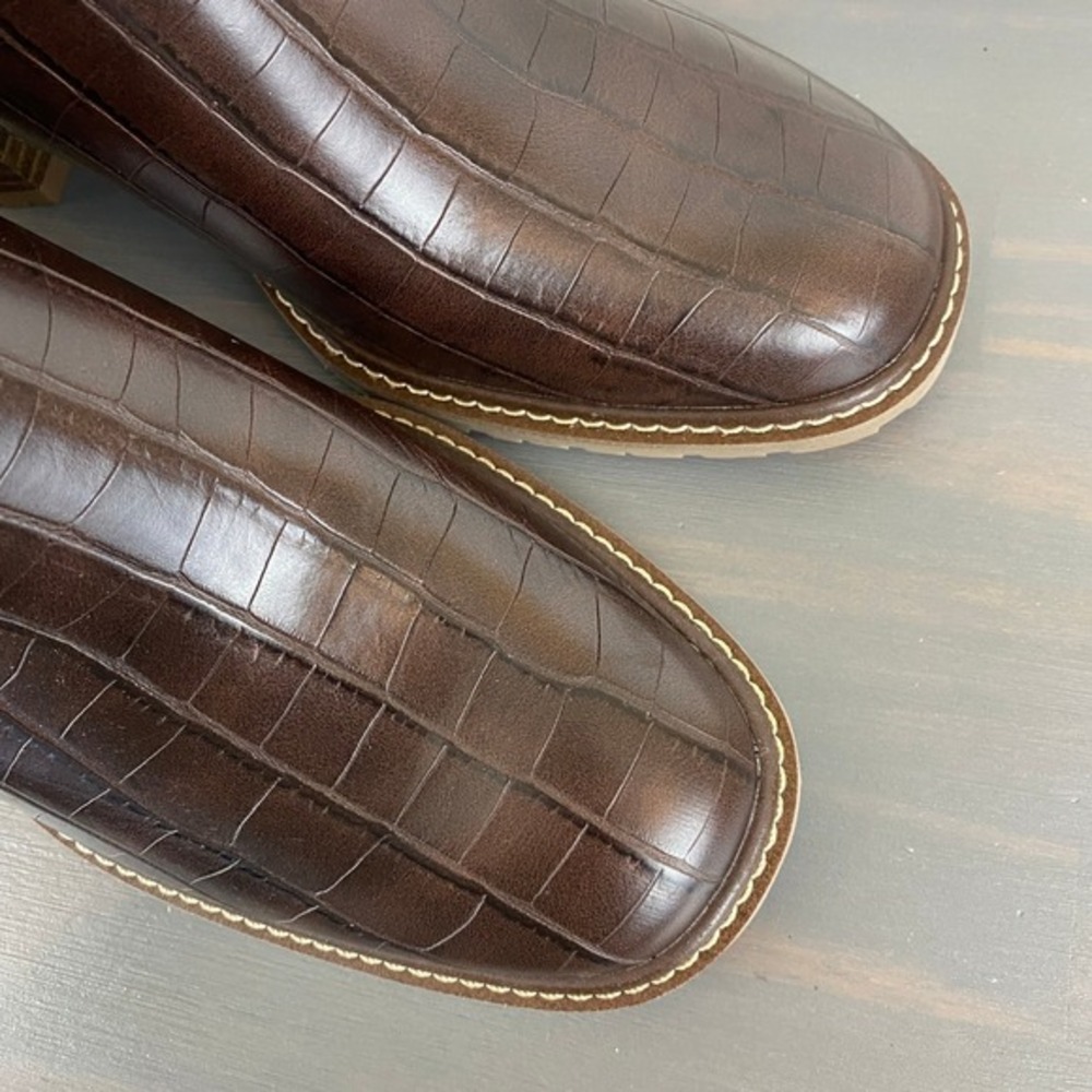 White Mountain Croc Embossed Livelong Chelsea Ankle Boots‎ Women 9M Brown NWOB - Picture 3 of 10